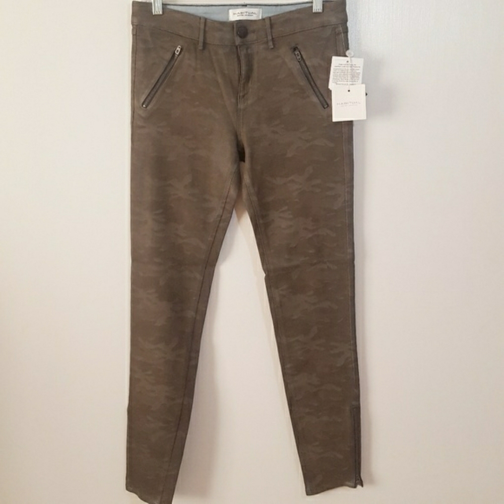 HABITUAL Pants ~CAMO~ Skinny Fit Green As shown  W
